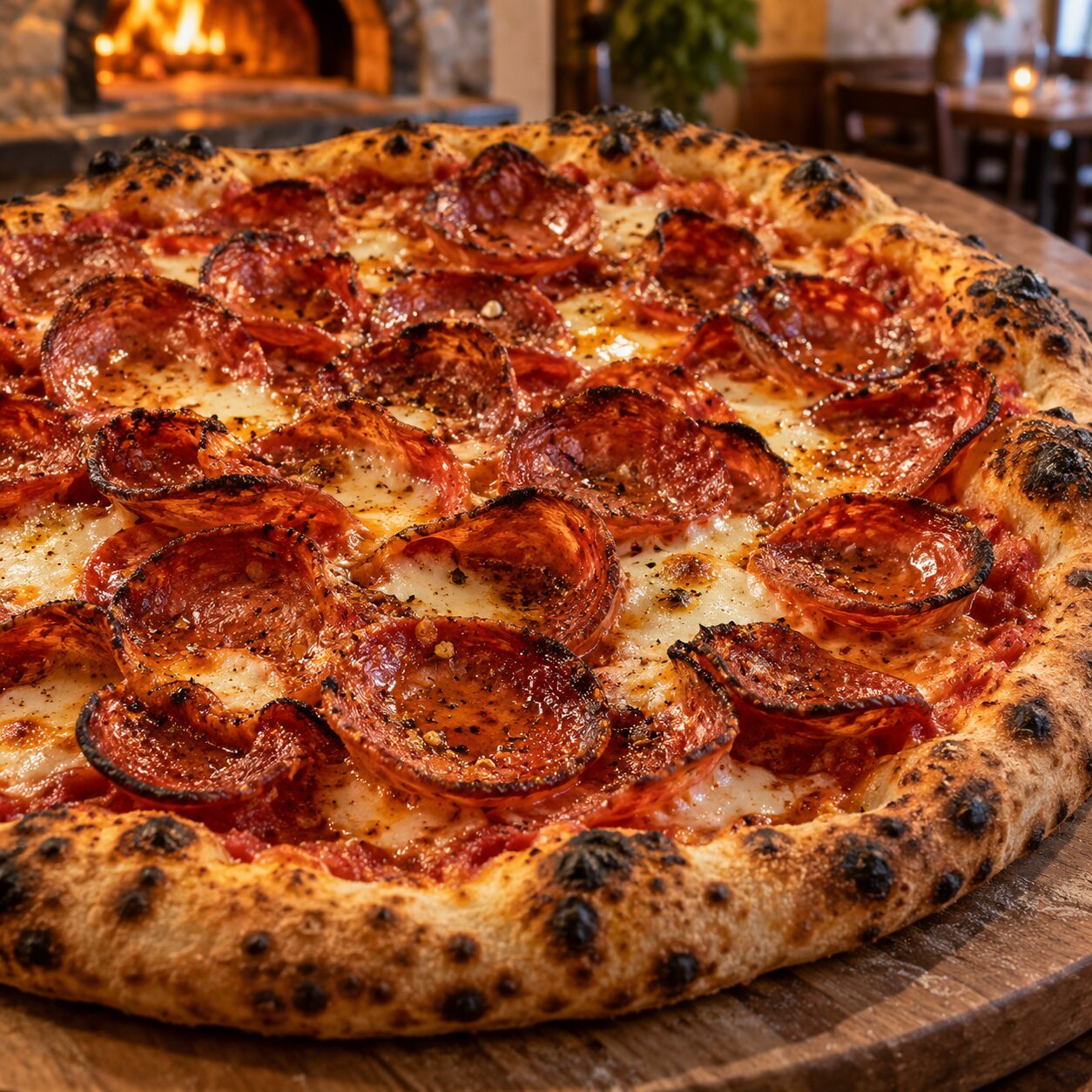 Pepperoni pizza loaded with spicy pepperoni and melted mozzarella